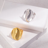 Statement Polished Oval Solid Color Open Ring