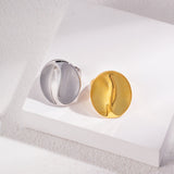 Statement Polished Oval Solid Color Open Ring