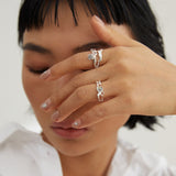 Grey Moonstone Double-layered Open Ring