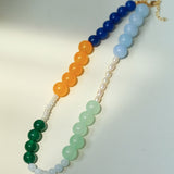 Summer Vibes Pearl and Multicolored Gemstone Beaded Necklace