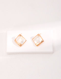 Square Mother of Pearls Stud Earrings