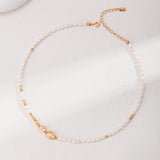 Sterling Silver Spliced Pearl Gold Necklace