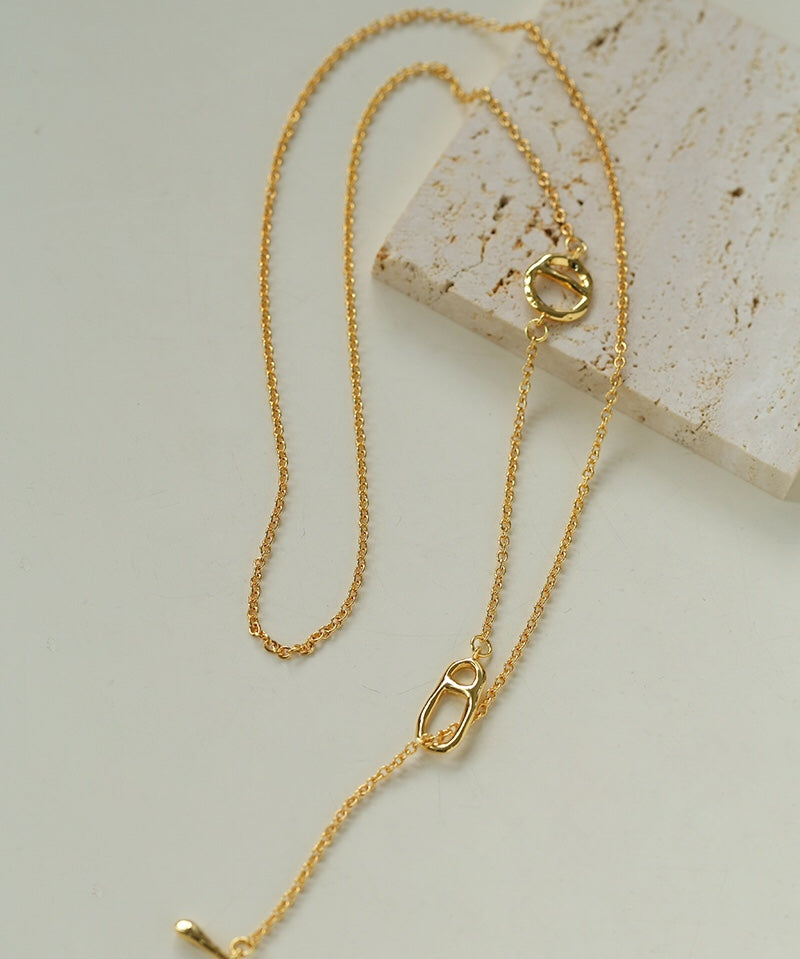 Simple Geometric Long Chain Necklace