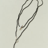 Shimmering Ultra-Long Black Spinel & Baroque Pearl Necklace