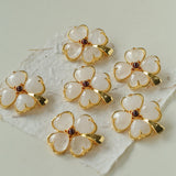 Lucky Clover White Crystal Brooch