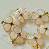 Lucky Clover White Crystal Brooch