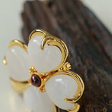 Lucky Clover White Crystal Brooch