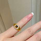 Vintage Brushed Tiger's Eye Midi Ring