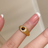 Vintage Brushed Tiger's Eye Midi Ring