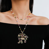 Colorful Handcrafted Glass Elephant Pearl Necklace