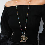 Colorful Handcrafted Glass Elephant Pearl Necklace