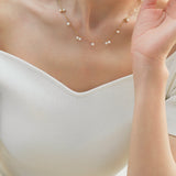 Embellished Series Alternating Single and Double Pearl Chain Necklace