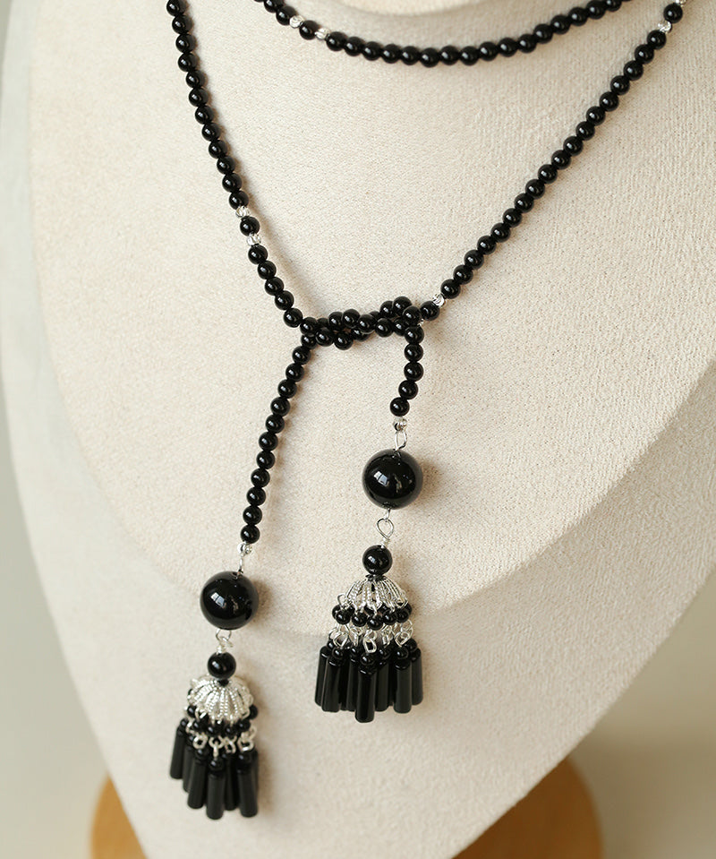 Ethnic Agate Tassel Pendant Long Lariat Necklace Traditional Meets Modern