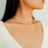 Gold & Silver Two-Tone Snake Chain Long Necklace