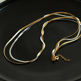 Gold & Silver Two-Tone Snake Chain Long Necklace