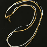 Gold & Silver Two-Tone Snake Chain Long Necklace