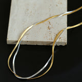 Gold & Silver Two-Tone Snake Chain Long Necklace