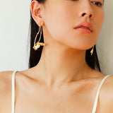 Asymmetrical Lotus Drop Earrings