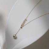 Y - chain Pearl Pendant Necklace - floysun