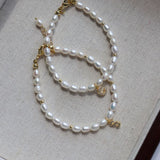 Zircon Letter Pendant Pearl Bracelet - floysun