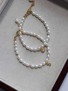 Zircon Letter Pendant Pearl Bracelet - floysun