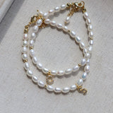 Zircon Letter Pendant Pearl Bracelet - floysun