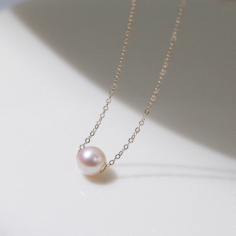 14K Gold Filled Retro Pearl Chain Pearl Necklace C - floysun