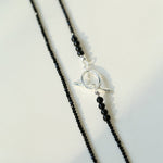 2mm Black Spinel Long Sparkling Beaded Necklace - floysun