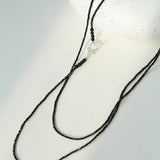 2mm Black Spinel Long Sparkling Beaded Necklace - floysun