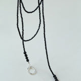 2mm Black Spinel Long Sparkling Beaded Necklace - floysun