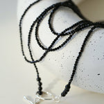 2mm Black Spinel Long Sparkling Beaded Necklace - floysun