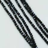 2mm Black Spinel Long Sparkling Beaded Necklace - floysun