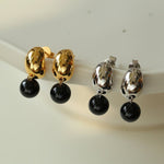 925 Silver Black Agate Earrings - floysun