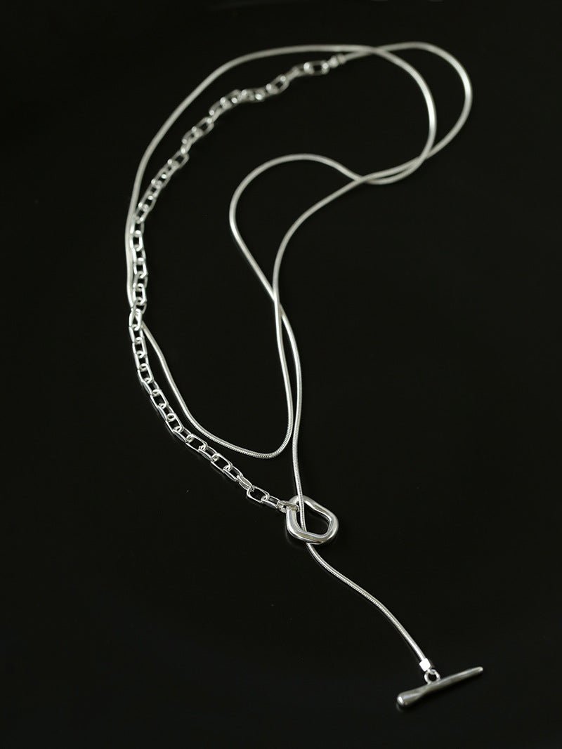 925 Silver Chain Double Y Long Necklace - floysun