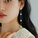 925 Silver Chain Fringed Pearl Earrings - floysun