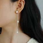 925 Silver Chain Fringed Pearl Earrings - floysun