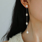 925 Silver Chain Fringed Pearl Earrings - floysun