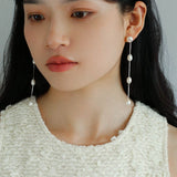 925 Silver Chain Fringed Pearls Earrings - floysun