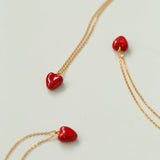 925 Silver Red Enamel Necklaces Love - floysun