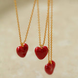 925 Silver Red Enamel Necklaces Love - floysun