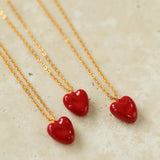 925 Silver Red Enamel Necklaces Love - floysun