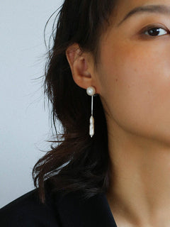 925 Silver Toothpick Pearl Long Earrings - floysun