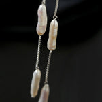 925 Silver Toothpick Pearl Long Earrings - floysun