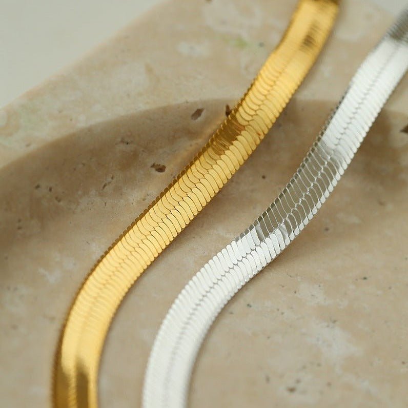 925 Silver Wide Snake Bone Chain Necklace - floysun
