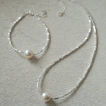 925 Sterling Silver Crushed Silver Natural Pearl Necklace - floysun