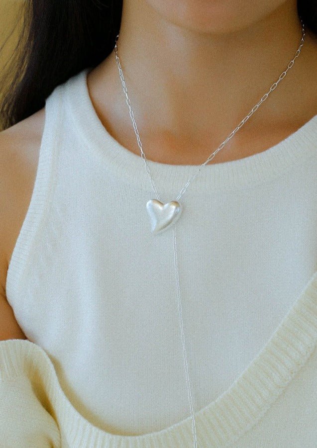 925 Sterling Silver Frosted Love Necklace - floysun