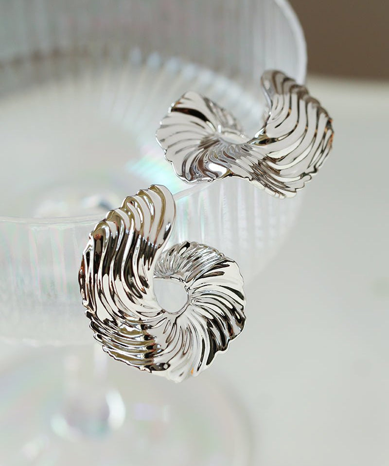 Abstract Wave Texture Statement Earrings - floysun