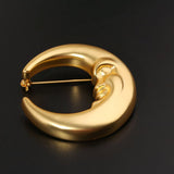 Antique Copper Gold Plated Moon Brooch - floysun