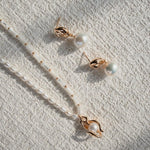 Asymmetrical Textured Pearl Earrings with Zircon Accents - floysun