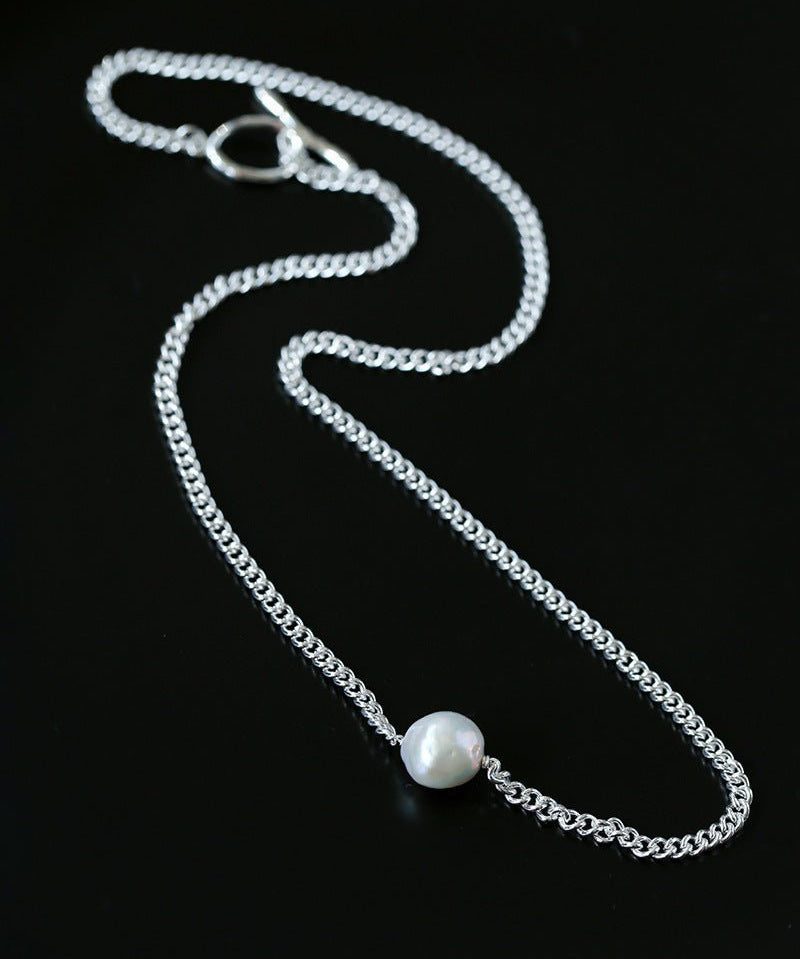 Baroque Pearl Pendant Chain Necklace - floysun